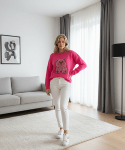 Kuscheliger Teddy-Pullover mit Glitzer - div. Farben