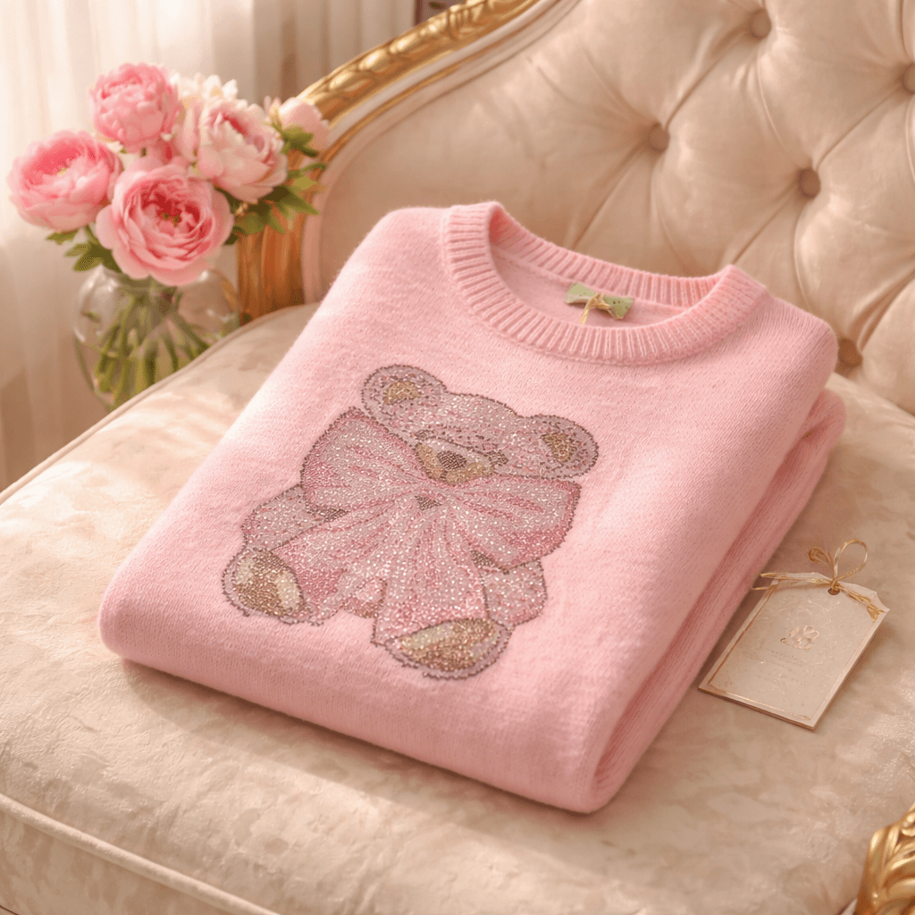 Kuscheliger Teddy-Pullover mit Glitzer - div. Farben – Bild 3