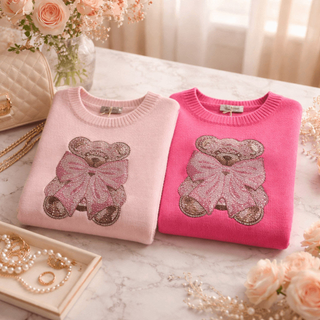 Kuscheliger Teddy-Pullover mit Glitzer - div. Farben – Bild 4