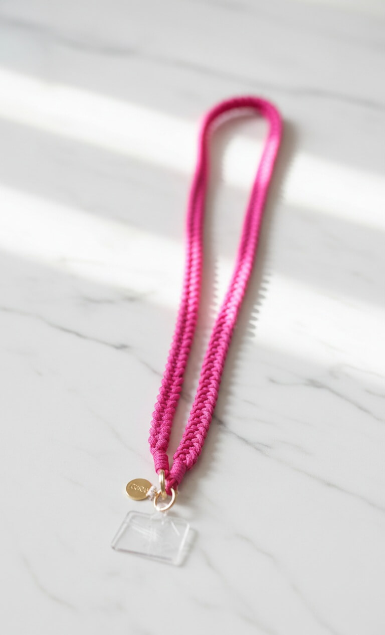 Stylische Universal-Handykette in Pink – Geflochtenes Premium-Band