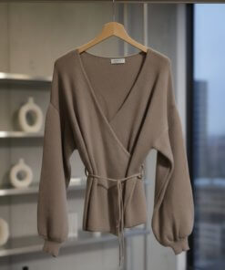 Cozy Wickel-Cardigan mit Bindegürtel - div. Farben